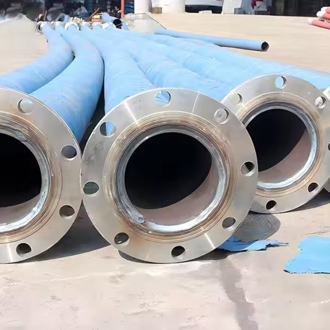 Dredging hose in operational use for sediment transport