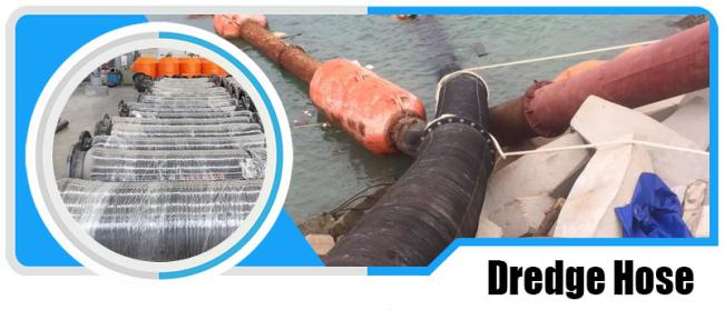 Marine dredge hose in industrial setting