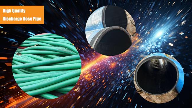 Chemical resistant discharge hose pipe close-up view