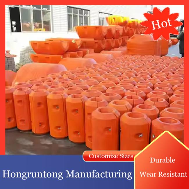 Close-up view of marine hose float construction