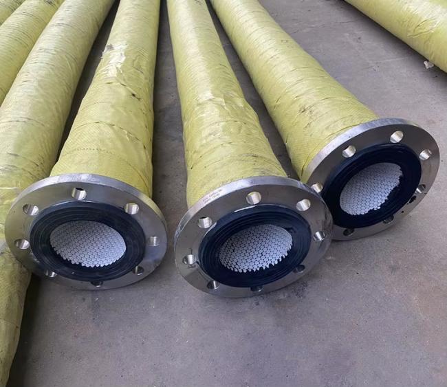 Ceramic lined rubber hose close-up view