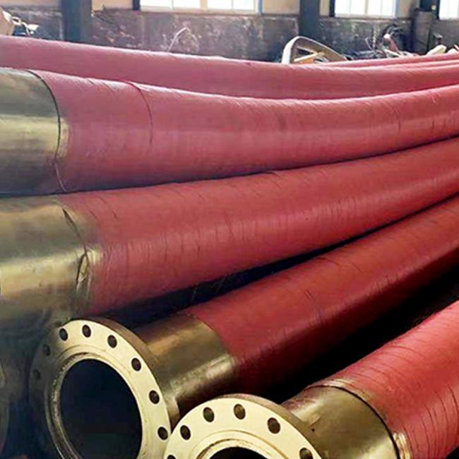 Close-up view of dredge hose construction