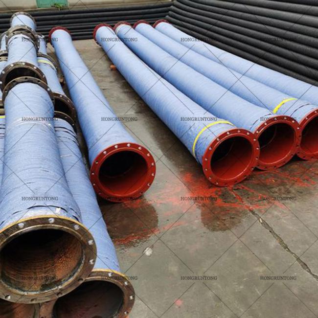 Marine dredging hose installation on site