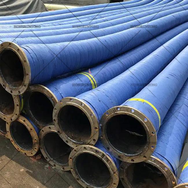 Close-up view of dredge hose construction and materials