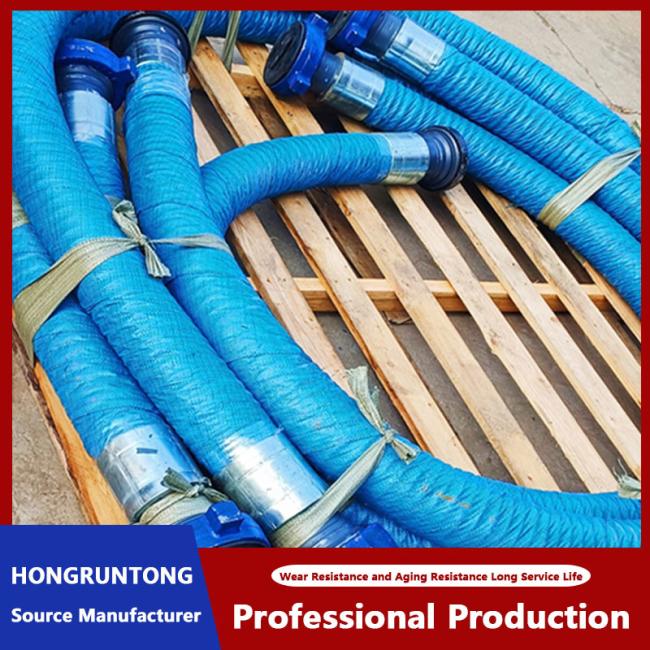 Close-up view of rotary hose connections and construction