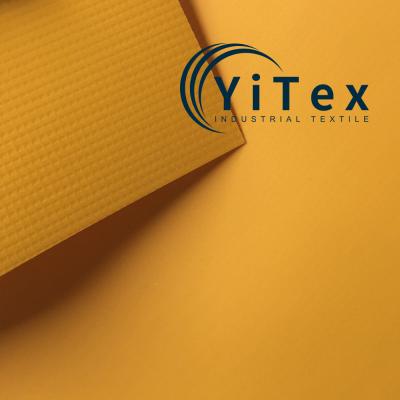 China 700G PVC Ventilation Duct Yellow And Black Mesh Fabric Anti Static Vinyl Coated Fabric for sale