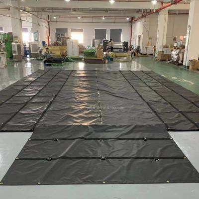 China Lightweight 3 Rows D-Rings Lumber Tarp Truck Load Cover PVC Vinyl 10' For Flatbed Trailers for sale