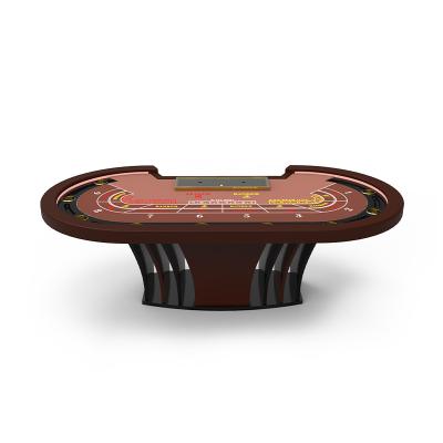 China Baccarat Stylish Casino Poker Table Creative Design With Golden Chips Tray for sale