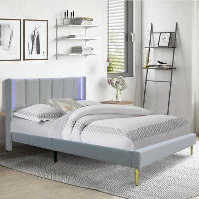 China Queen Size Upholstered Bed Frame Plywood Material OEM ODM Customized for sale