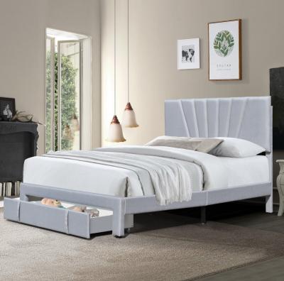 China Full Size Upholstered Storage Bed Fabric Leather ergonomic With Drawer for sale