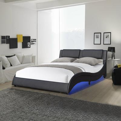 China Wave Shaped LED Bed Frame Cushion Platform Bed Frame With Adjustable LED Light for sale