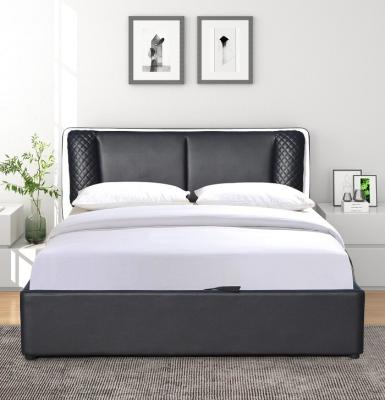 China Full Size Black PU Leather Lift Up Storage Bed Leather Bed Manufacturers Wholesale for sale