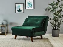 China Tri Foldable Upholstered Daybed Malachite Green Velvet Sofa Bed Chair for sale