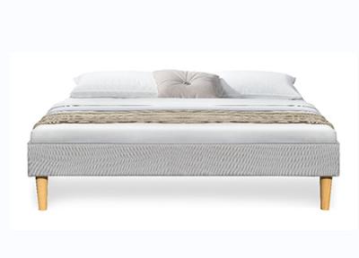 中国 Light Gray Linen Soft Upholstered Bed Frame Without Headboard 販売のため