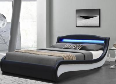 China El tamaño LED del doble SF896 tapizó la PU blanca del negro de la cama con el cabecero en venta