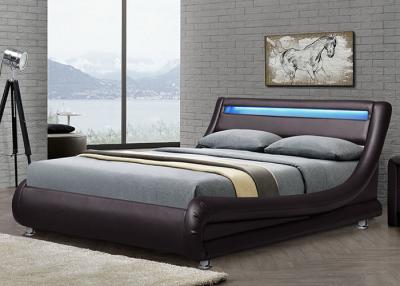 China Upholstered Modern Contemporary Bed Frame Leather Wave Curve Platform Bed for sale