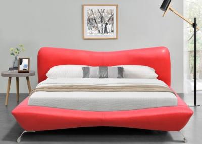 China Red Faux Leather Bed Frame Luxury Plywood King Size 84cm for sale