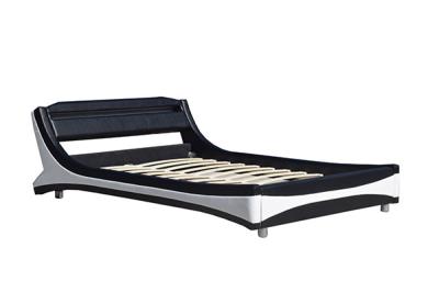 China Plywood Foam Faux Leather Bed Frame Black And White Curve Shape for sale