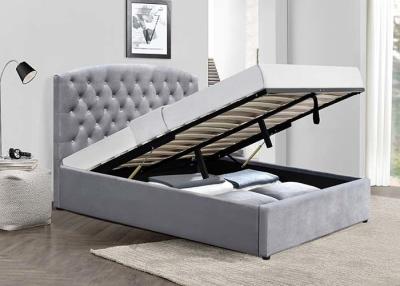 China Slatted Gas Lift Storage Bed Double King Size Unadjustable Fabric Upholstered Sleigh Bed for sale