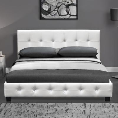 China Cristal Button Upholstered Leather Bed for sale