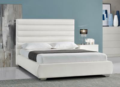 China Modern Queen Size Storage Upholstered Platform Bed Frame With High Headboard PU for sale