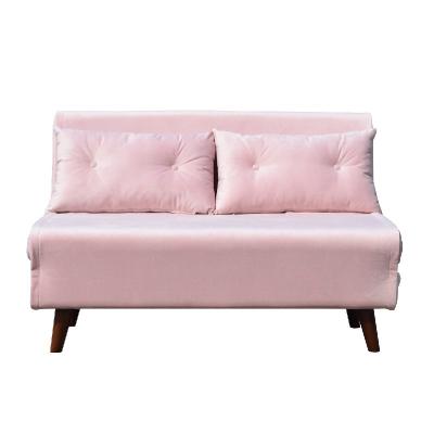 China Pink Velvet Two Seat Sofa Bed Folding Chair Fabric Foam Plywood for sale
