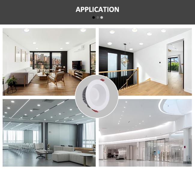 Aluminum round SMD downlight installed in indoor setting
