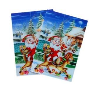 China PLASTIC LENTICULAR Santa Claus 3D Lenticular Christmas Sticker pp pet custom 3d plastic lenticular card stickers for sale