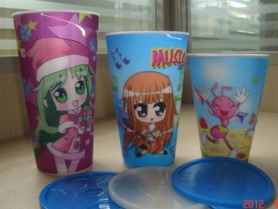 China PLASTIC LENTICULAR Food Grade Customized 3D lenticular Straw Cups plastic flip changing cup with Lid for sale