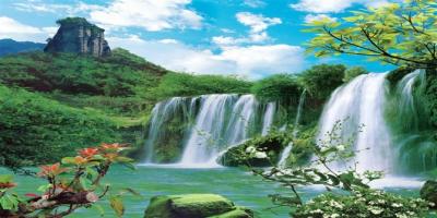 China PLASTIC LENTICULAR 3d 5d lenticular wall decoration waterfall scenery picture with moving motion flip effect for sale