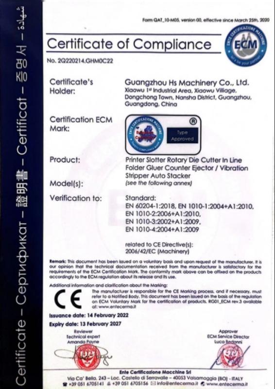 CE - Guangzhou HS Machinery Co., Ltd.