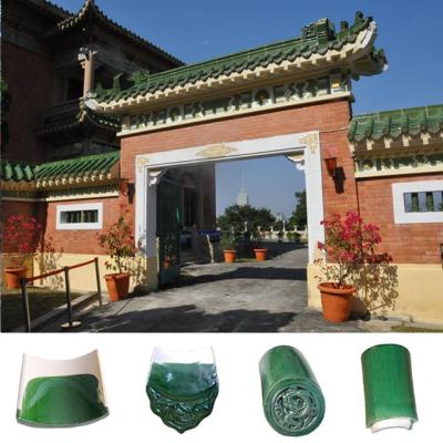 China Plain Chinese Ceramic Roof Tiles Green Glazed Handmade Clay Roof Tiles for sale