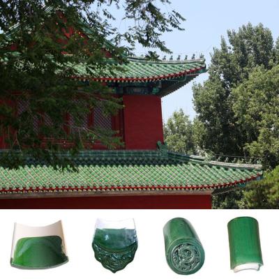 China Celadon Oriental Roof Tiles Freeze Thaw Resistance SGS Handcrafted for sale