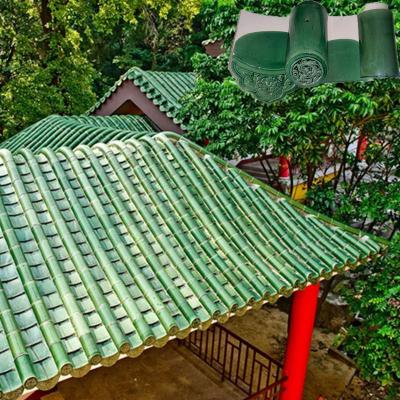 China Classic Glazed Celadon Chinese Temple Roof Tiles Antique Frost Resistant for sale