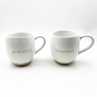 Chine Grateful And Bleesed Mugs Coupe de café Cadeaux texte personnalisé Produit céramique à vendre