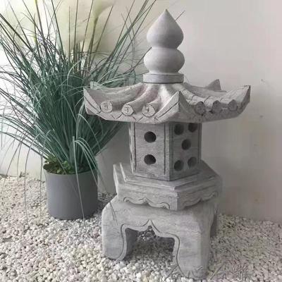 China Large Grey Outdoor Stone Lantern Granite Pagoda Japanese Garden Ornaments for sale