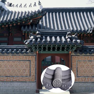 China Concrete Unglazed Japanese Roof Tiles 180mm Hanok House Traditional Clay Tiles for sale