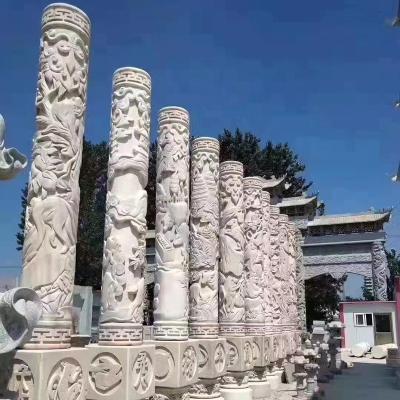 China A mão da escultura da pedra do mármore D500 cinzelou Dragon Gate Roman Marble Column à venda