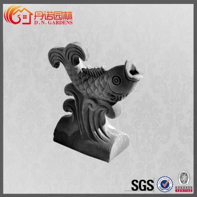 China Buddhist Ornamental Clay Ridge Tiles Unglazed Grey Chinese Curved Roof Tile for sale