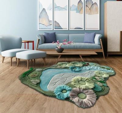 China 2000*1300 Living Room Floor Carpets Pure Handmade Wool Blend Irregular Carpet for sale