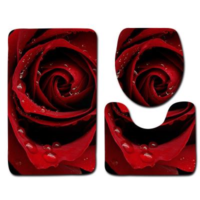 China El retrete romántico Mat Set del día de tarjetas del día de San Valentín manta del baño de 3 pedazos fijó no resbalón en venta