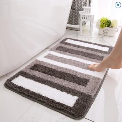 China Flocking Carpet Floor Mat Household Bathroom Bath Absorbent Foot Mat Bathroom Non Slip for sale