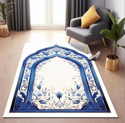 China National Style Prayer Floor Carpet Rug Machinable Arabic Printed Worship Mat à venda