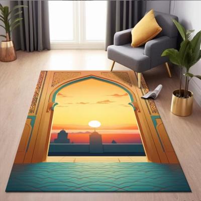 China Special Arabic Printed Worship Mat National Style Prayer Floor Carpet Rug Polyester Fiber for sale