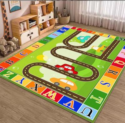 中国 Children Playroom Rug Cartoon Car Traffic Rail Carpets For Living Room Floor, 販売のため