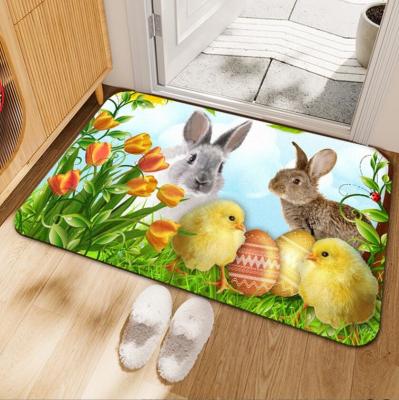 China Cartoon Rabbit and Flower Carpets for entry-Exit door，  Children Playroom Rug for sale