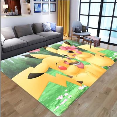 China New Style Pikachu Cartoon Children's Crystal Velvet Living Room, Bedroom Living Room Floor Carpets for sale