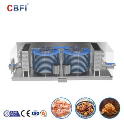 China CBFI Individual Quick IQF Double Spiral Freezer For Fish Processing Line for sale