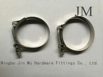China 19 mm Wide Band Stainless T Bolt Clamps For Construction Vehicle Parts Hose Connection for sale