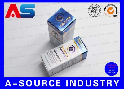 China Customize Carton 10ml Vial Boxes Gold Foil Embossed Metalic Blue Color UV Matt Printing for sale